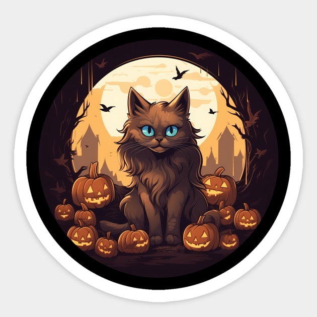 Somali Cat Halloween, Cat Lover Sticker by logiamerch